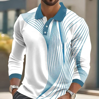 Men's Striped Print Golf Shirt 1