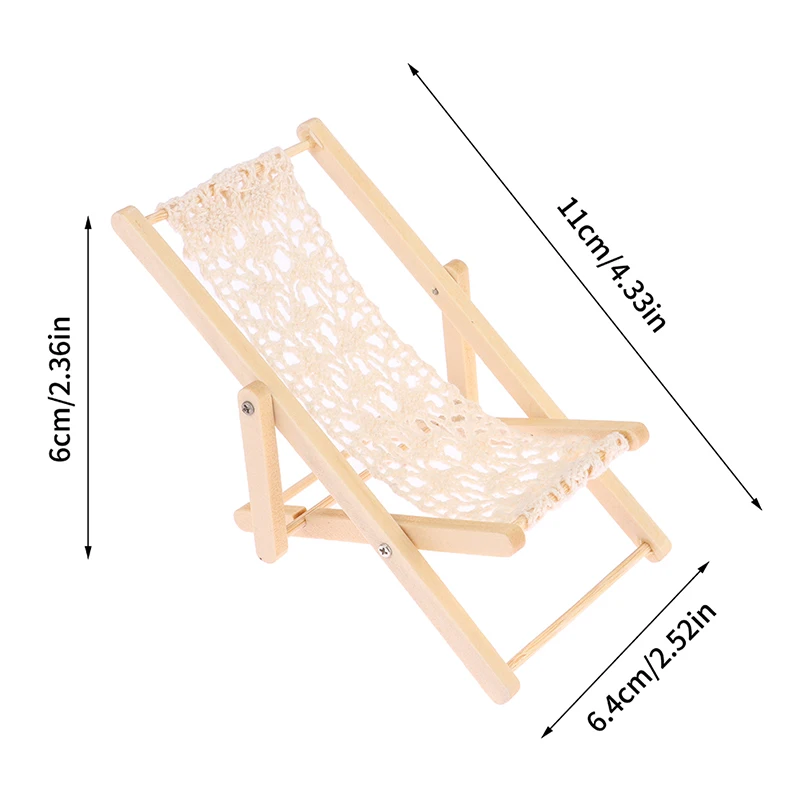 1/12 Dollhouse Foldable Deck Chair Dollhouse Lounge Deck Chair Model Doll House Mini Furniture Accessories 6