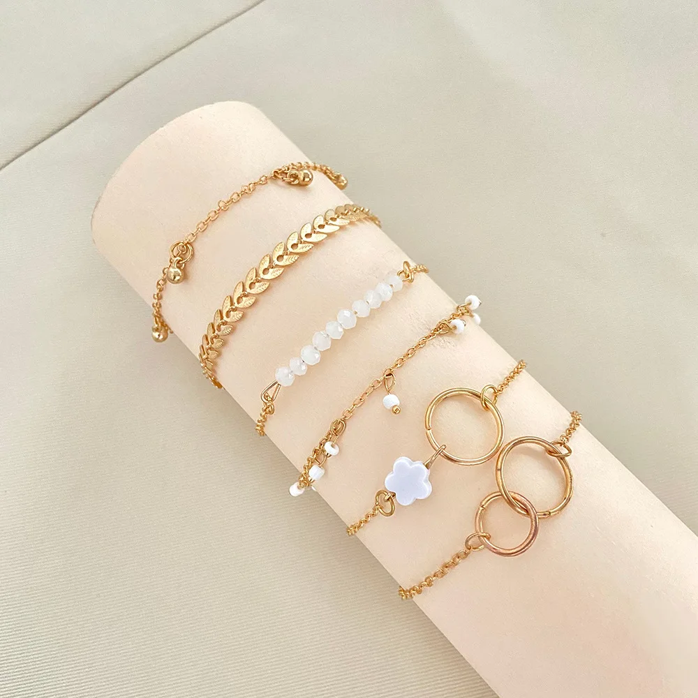 

6 шт./комплект, женский браслет золотого цвета с геометрическим рисунком