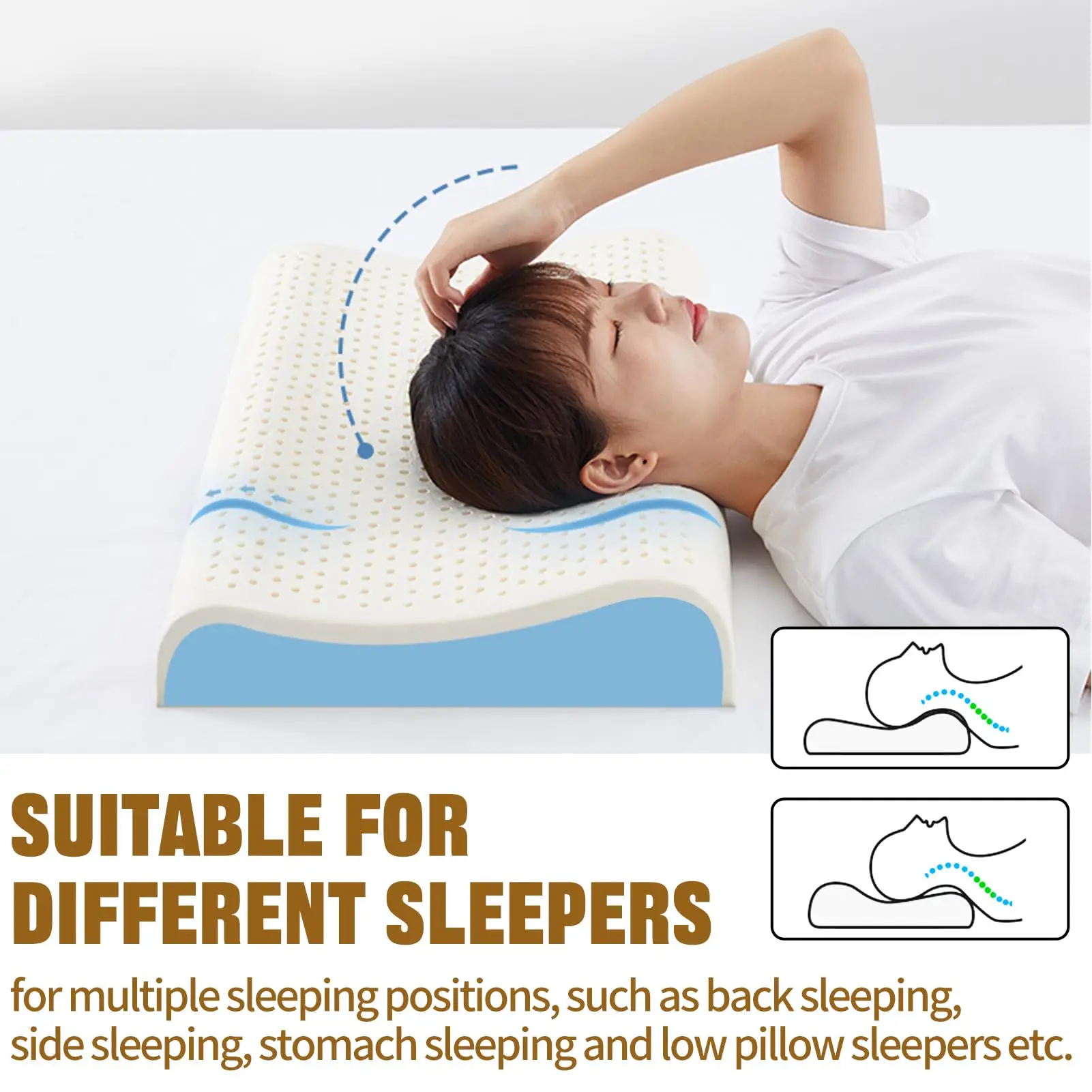 Thailand Latex Pillow Cervical Orthopedic Neck Pillow Help Sleep And Protect The Pillow Neck SPA Massage Pillow For Sleeping 3