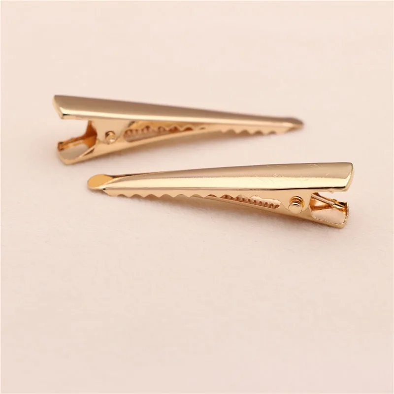 새로운 레인보우 공예 가게 10 개/몫 골드 고품질 악어 둥근 머리 클립 4.5cm