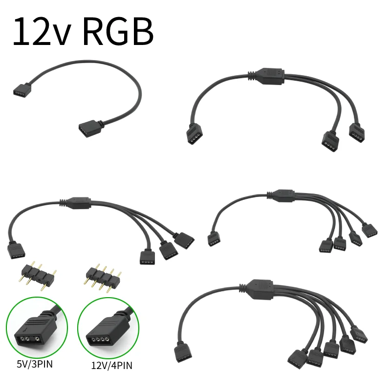 argb-5v-3pin-extension-cable-adapter-30cm-1-to-1-2-3-4-5-12v-4pin-rgb