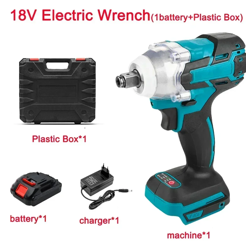 

18V 2 in 1 Brushless Electric Impact Wrench 1/2Inch Household Power Tools 15000Amh Li Battery LED Light Adapt To Makita Battery