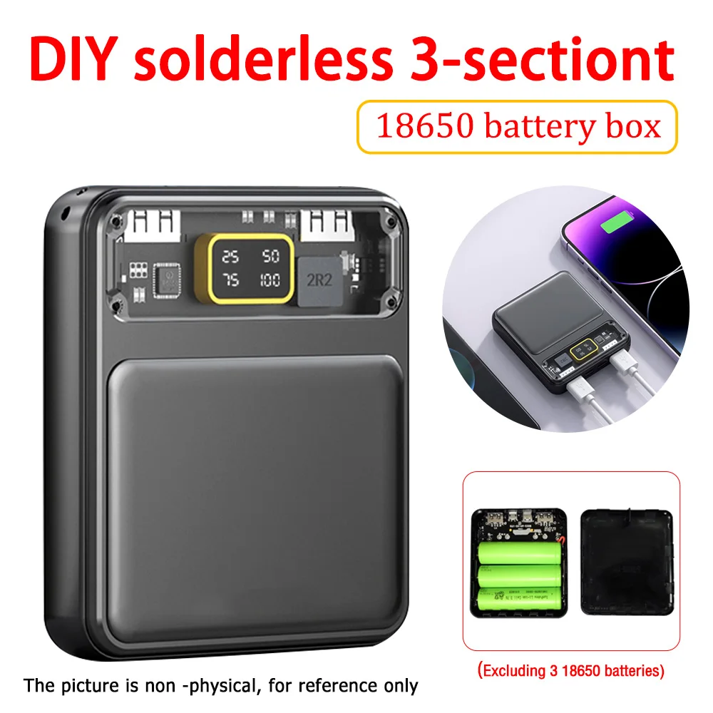 3 * 18650 Battery Holder Dual Usb Power Bank Battery Box Caricabatteria Del Telefono Cellulare Diy Shell Caso Di Ricarica Per Smartphones