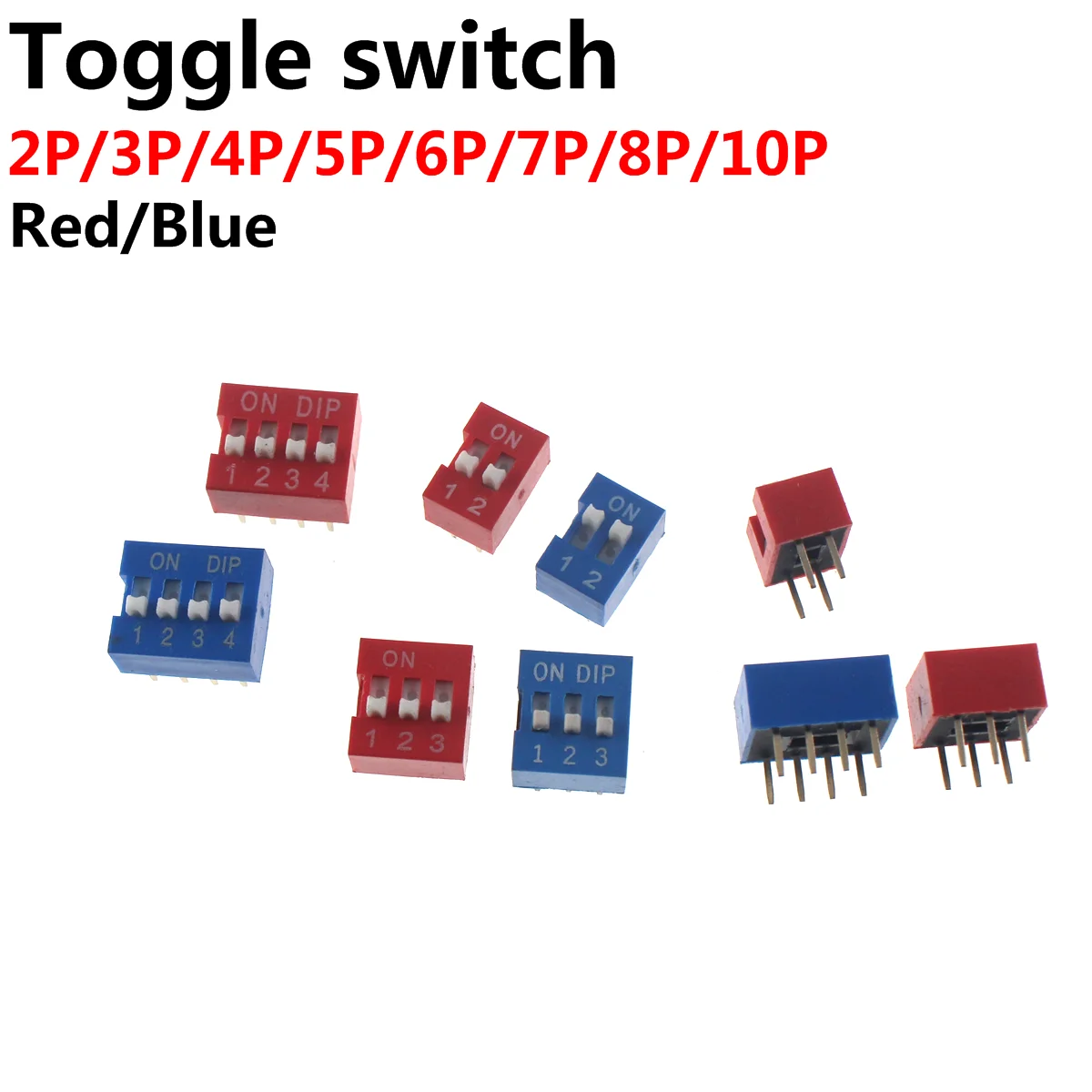 50pcs Slide Type Switch Module 1 2 3 4 5 6 7 8 10 12 PIN 2.54mm DIP Red