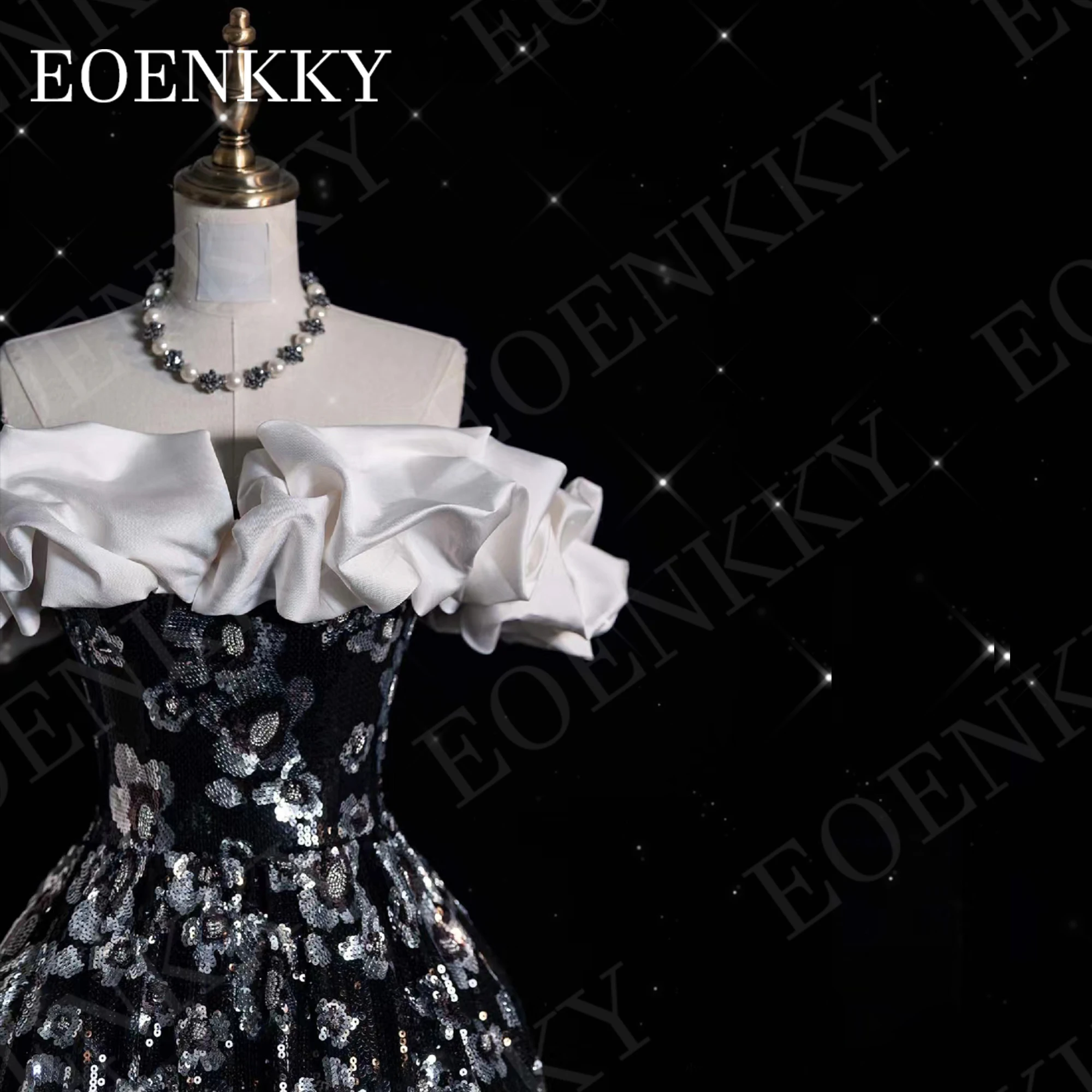 EOENKKY Prom Dresses Luxury Formal Off Shoulder Sequin Floor Length Bespoke Occasion Gown A Line