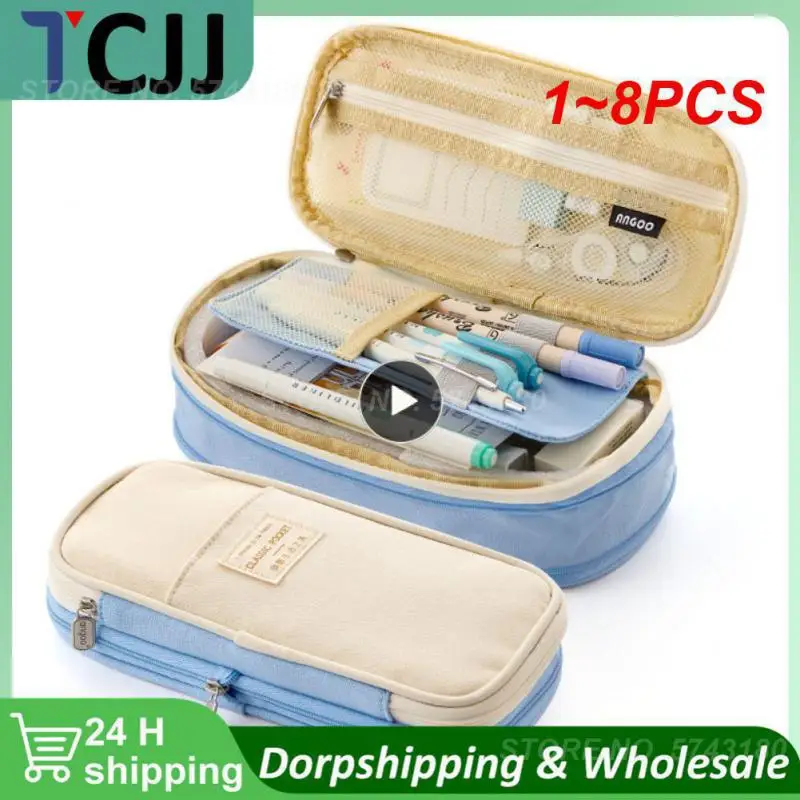 

1~8PCS Large Capacity Pencil Case Stationery School Supplies Pencil Cases Pouch Office Desk Storage Bag Students Kids Pen Case