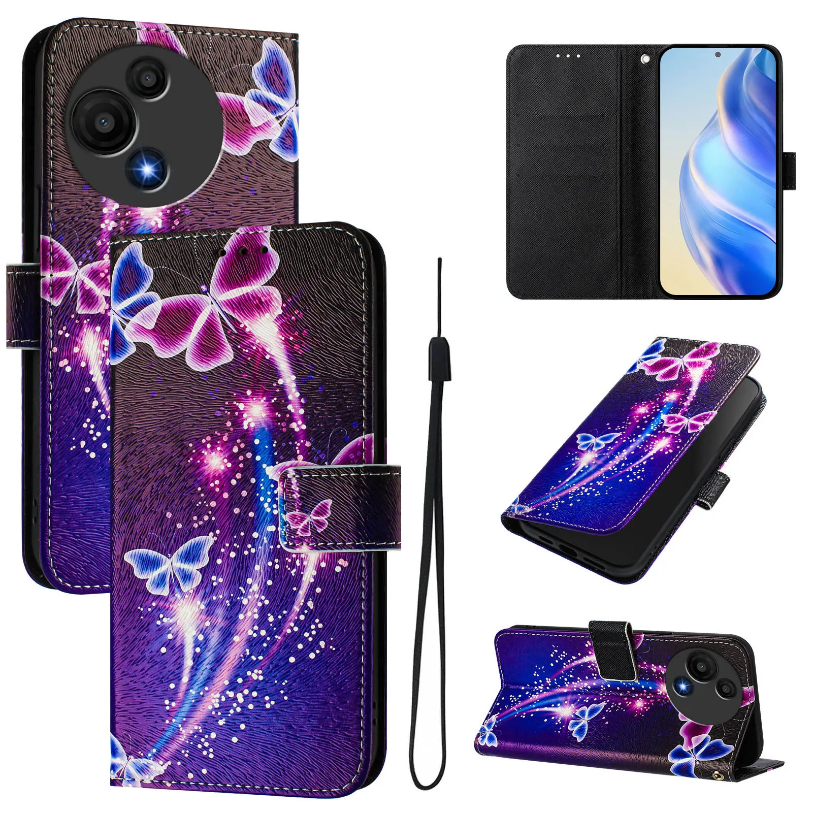 Stylish Flip Leather Wallet Phone Case with Colorful Painted Pattern