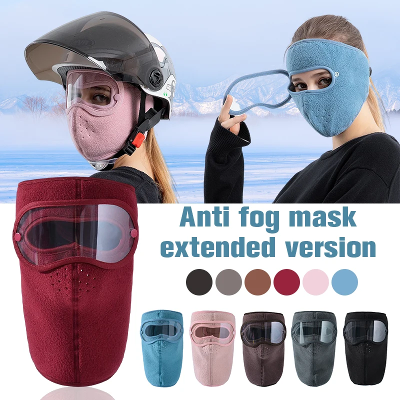 

Windproof Face Warm Mask Winter Cap Ski Breathable Masks Fleece Face Shield Caps with Hd Goggles Anti-Fog Cycling Cap