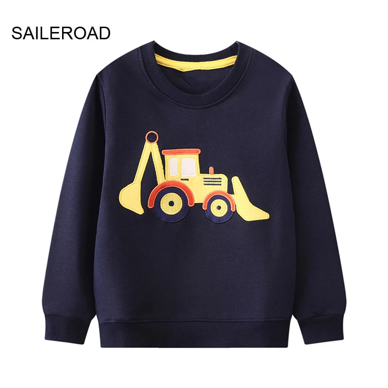 

SAILEROAD 2023 New Autumn Clothes Cotton Outerwear Cartoon Excavator Tops Kids Toddler Hoodie Sweatshirts 2-7 Years