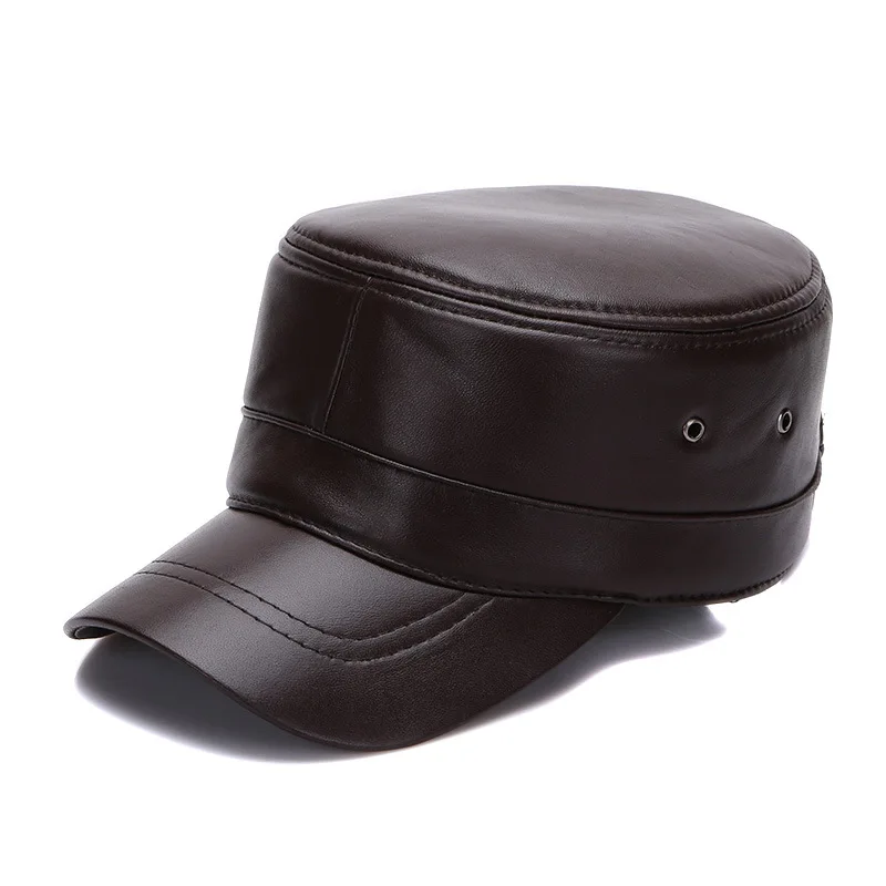 2025 Unisex Real Sheepskin Leather Caps Casual Real Natural Sheep Skin Leather Baseball Hats New Fashion Fall Winter Leather Hat 4