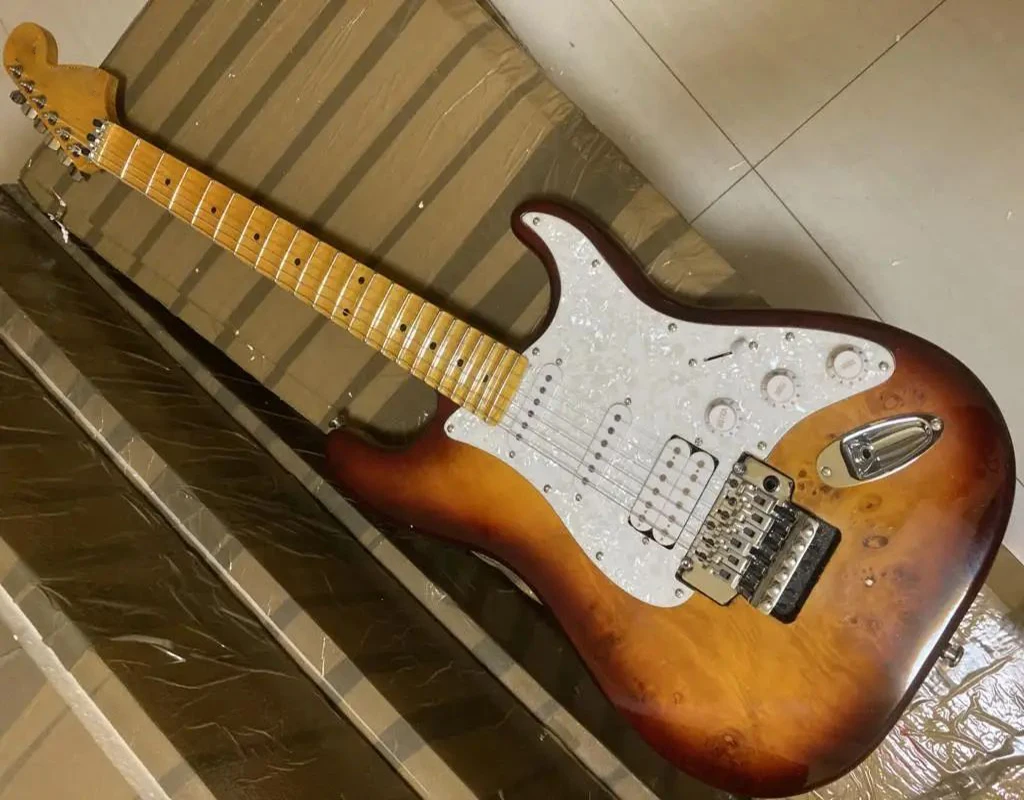 Stratocaste-R 22 Tasti Professional Groove Smerlato Maple Fingerboard Chrome Tremolo Floyd Rose Custom Body Guitar