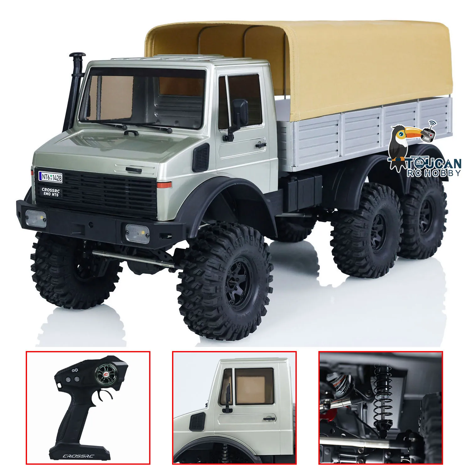 CROSSRC 1/10 RC 크롤러 자동차 장난감, 페인트 조립 EMO NT6 6x6 무선 제어 오프로드 차량 모터 모델, 남아용 TH23449