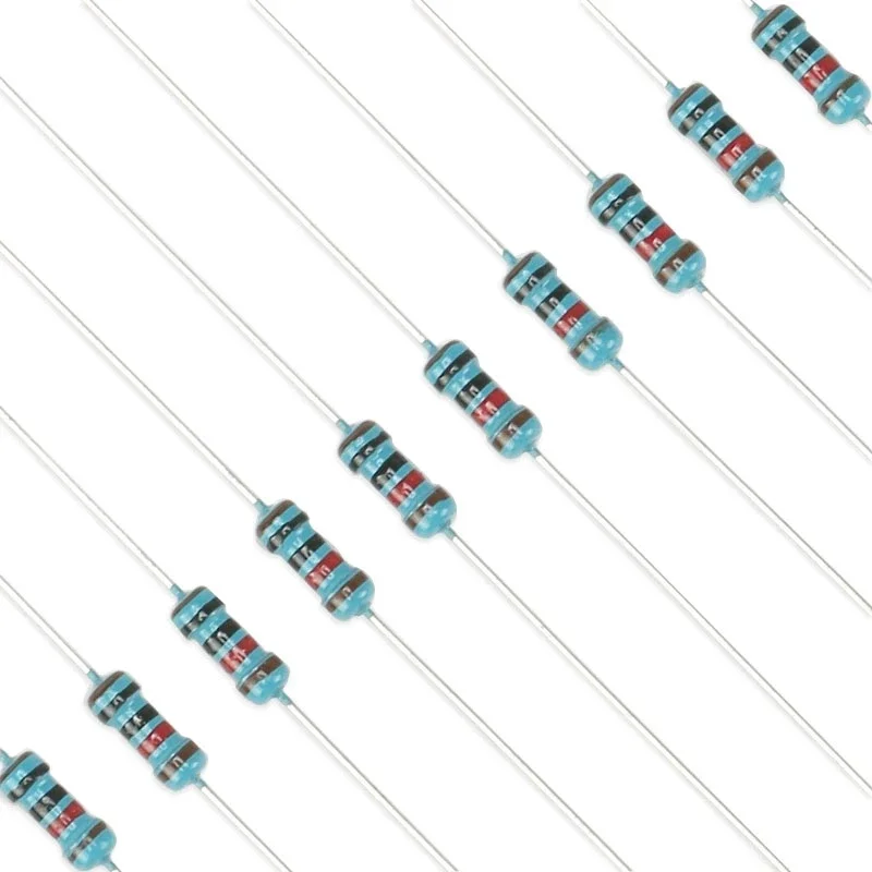 100pcs 1/4W 1% Metal film resistor 1R~10M 100R 220R 1K 1.5K 2.2K 4.7K 10K 22K 47K 100K 100 220 1K5 2K2 4K7 ohm resistance