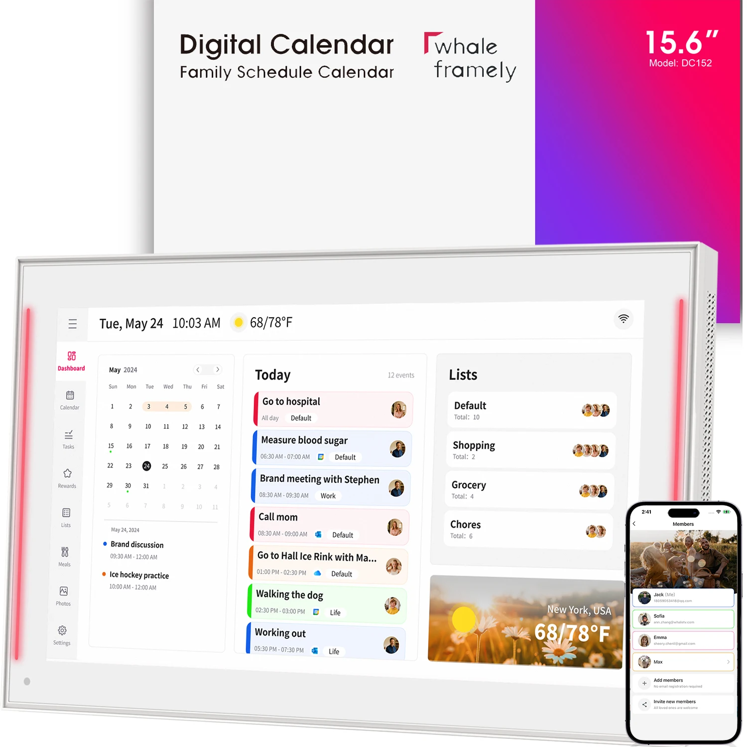 16207-440427.jpg 15.6 Inch LED Light Reminder Smart Digital Calendar Planner & Chore Chart, IPS HD Touch Screen Display for Family Schedules