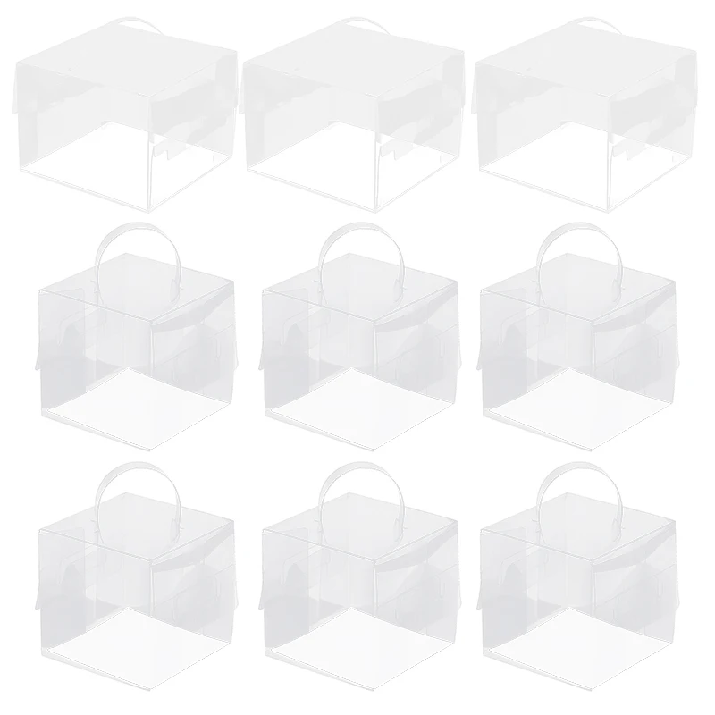 Transparent Cake Box Plastic Dessert and Cupcake Packaging Box with Handle, Portable Gi... - SKU PGWB1026 - UGI Packaging
