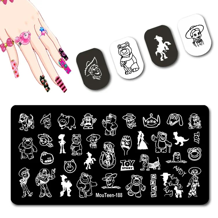 Mouteen Toy Story Nail Stamp Strawberry Bear Nail Stamping Plates Disney Bear Nail Stamp Template Per Unghie #188