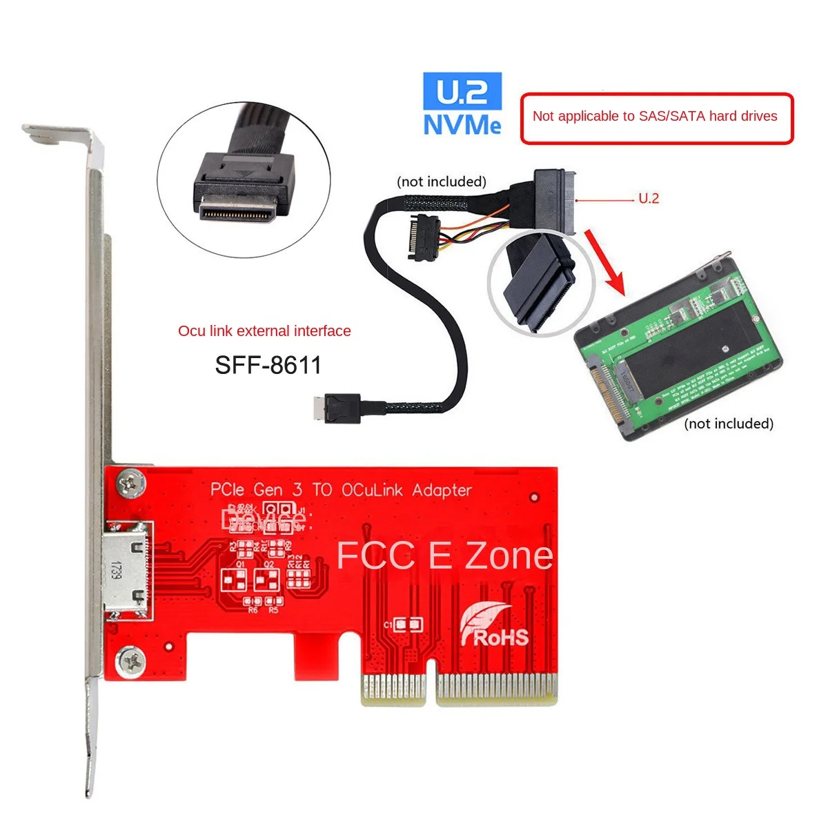 Pcie Oculink Externo Sff8612 Sf9611 para Pci-e 3.0 x4 Adaptador Cartão - Imagem 5