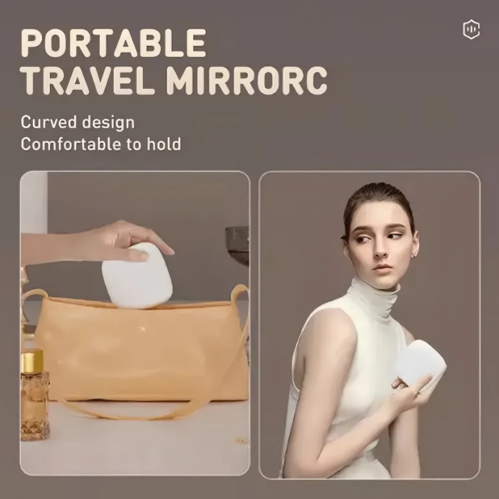 Double Sided LED Makeup Mirror Adjustable Color 3x Magnification USB Charging Portable Folding Women's Outdoor Use