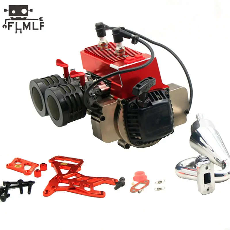 

Rc Car Twin-cylinder 60CC Engine & Exhaust Pipe for 1/5 Hpi Rofun Km Rovan Baja Losi 5ive-T DBXL FG FID MCD GoPed Redcat Parts