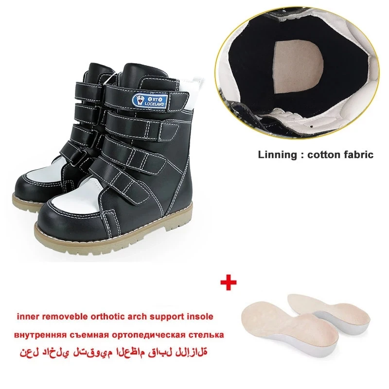 아동용 하이탑 가죽 신발, 겨울 부츠, 남아 여아, , 미드 카프, 내반, 클럽풋, Size22-31