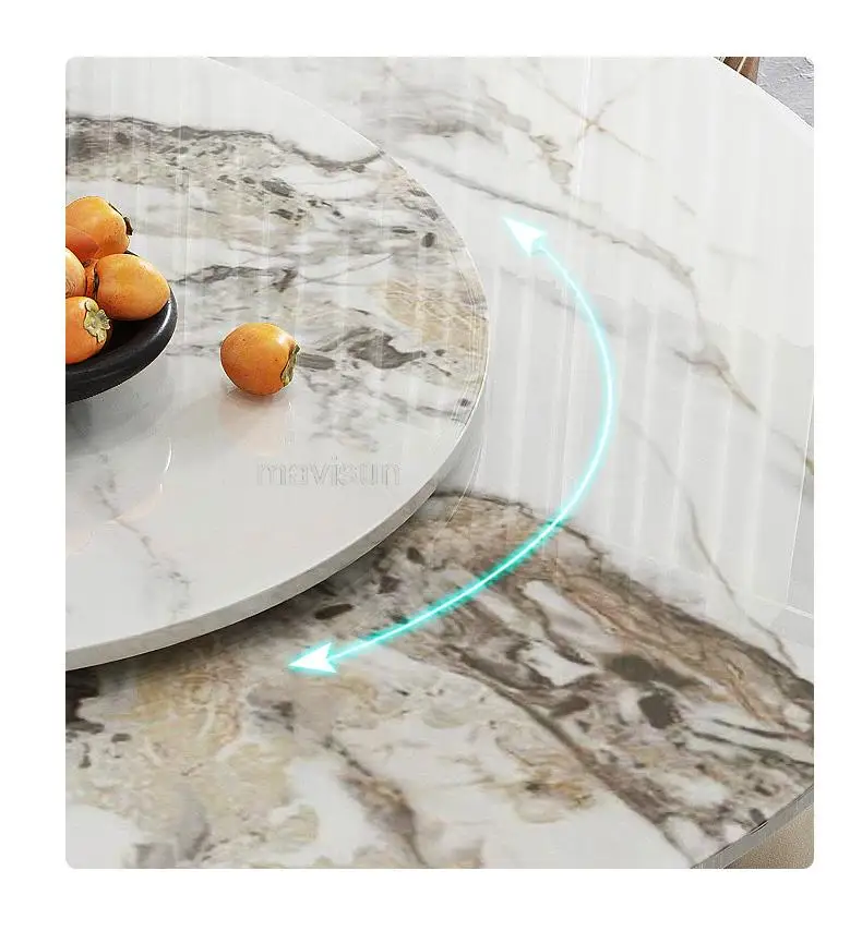 Italian Office Luxury Rock Board Dining Table Turntable Modern Simple Household Kitchen Table And Chair Bedroom Set Furniture