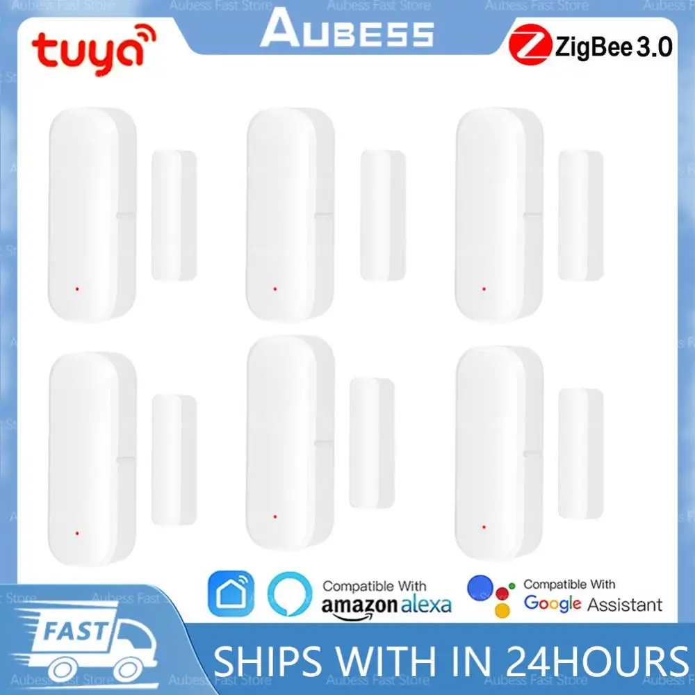 

Умный датчик окон Aubess Tuya Zigbee, детектор сигнализации, независимый магнитный датчик, работает с Alexa Google Home