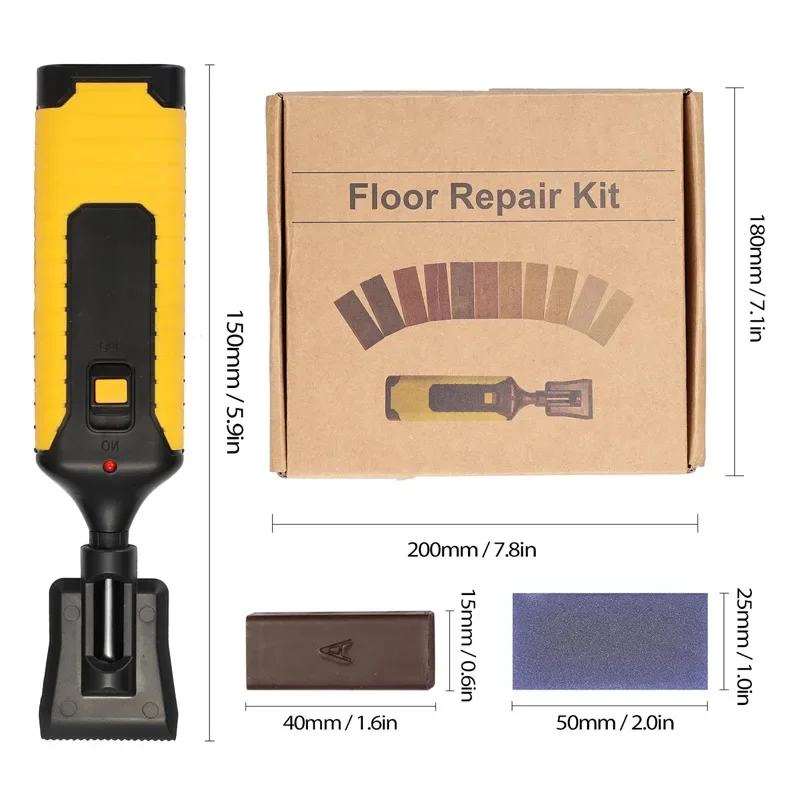 Household DIY Floor Repair Kit Multifunctional Repairs Tool Kit Wooden Floor Scratches Mend Utility Tool with 11 Wax Blocks