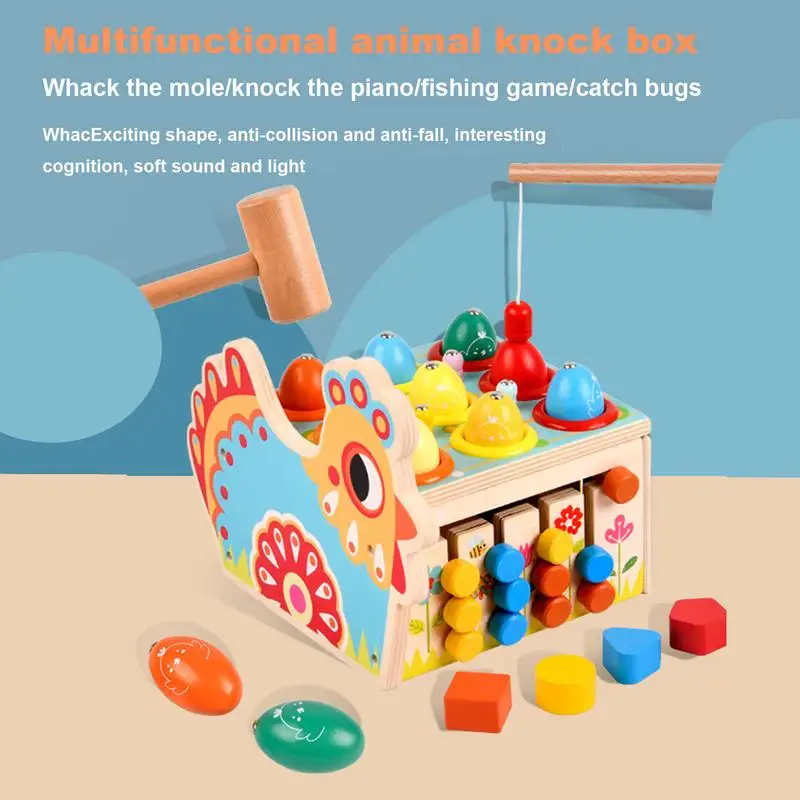 

Деревянная игрушка-молоток, мильтифункциональная игрушка в виде животного с молотком, сенсорная развивающая игрушка, подарки для детей