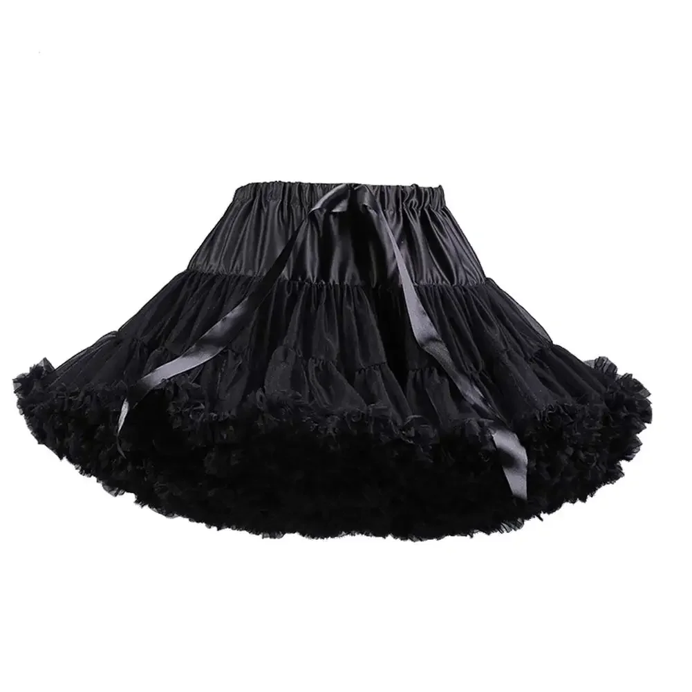 Women's Mini Lenght Petticoat Tulle Puffy Skirt Vintage Underskirt Rockabilly Tutu Elastic Waist Slip for Girls