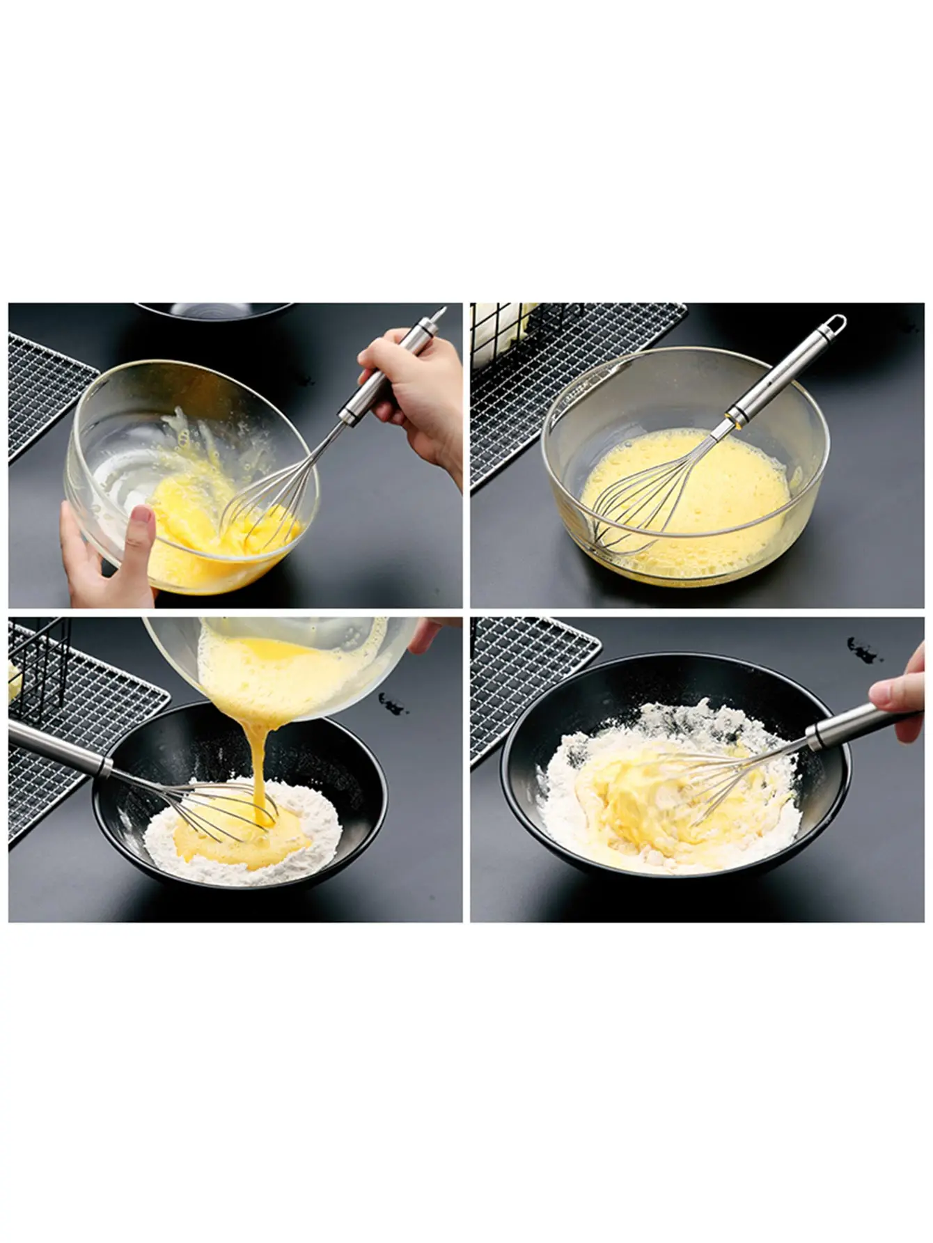 Egg Whisk Stainless Steel Kitchen Balloon Whisks Manual Egg Beater Blender Mixing Mixer Tools