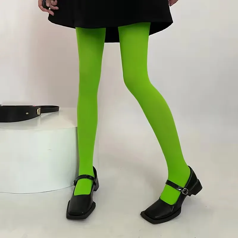 Sexy 80D-Samtstrümpfe für Damen, Bonbonfarben, blickdichte Strumpfhosen mit Füßen, dicke modische Beinbekleidung – Detail 14