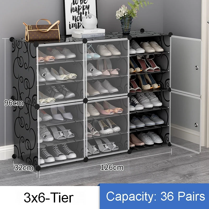 Large Shoe Rack Large Capacity Boot Storage 12 Cube Organizer Modular DIY  Plastic 6 Tier 24-96 Pairs of Shoe Tower Cabinet - AliExpress