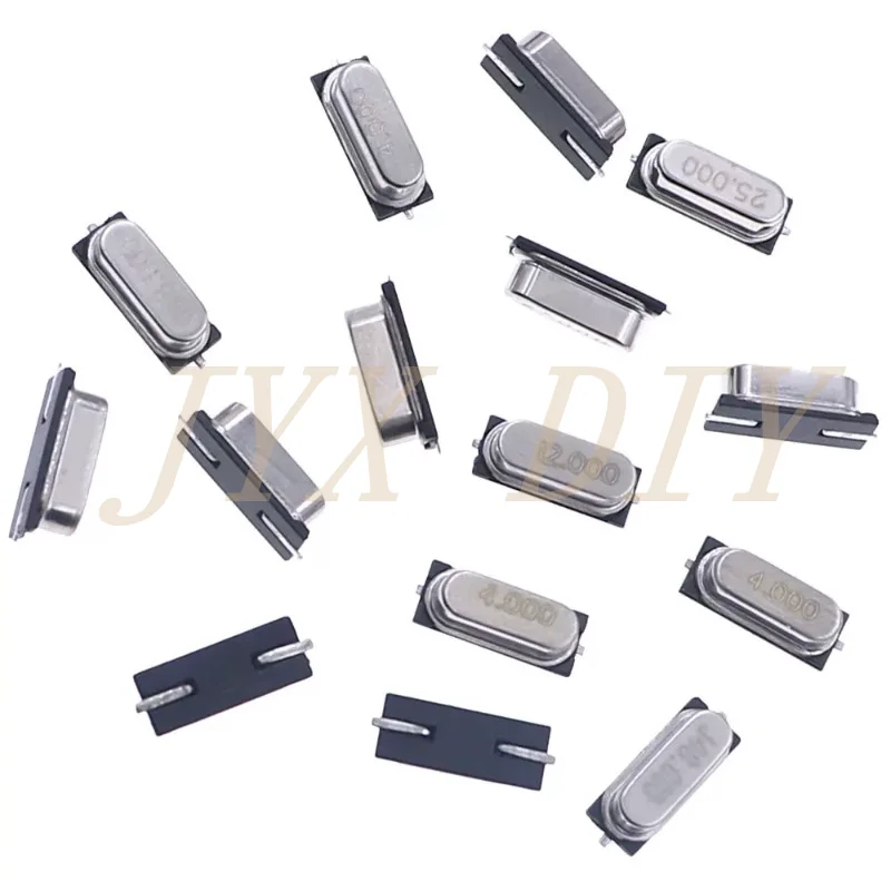 100PCS 10종류 HC-49S SMD 패시브 석영 크리스탈 발진기 키트 4M 6M 8M 11.0592M 12M 16M 22.1184M 24M 25M 48M 모듬형 공진기