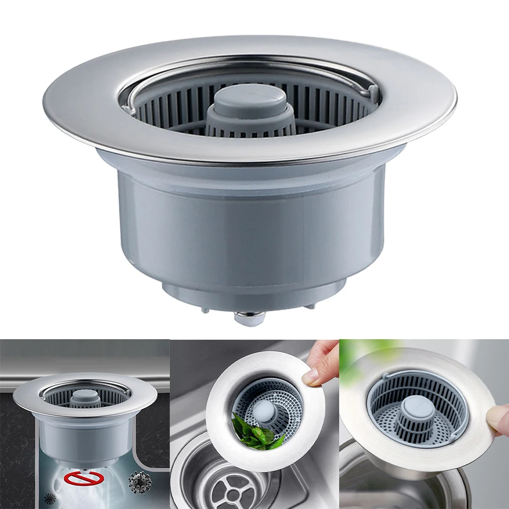 

3 In 1 Stainless Steel Sink Plug Kitchen Sink Drain Strainer Bathroom Sewer Stopper Filter Pop-Up Drain Core For Kitchen Drains