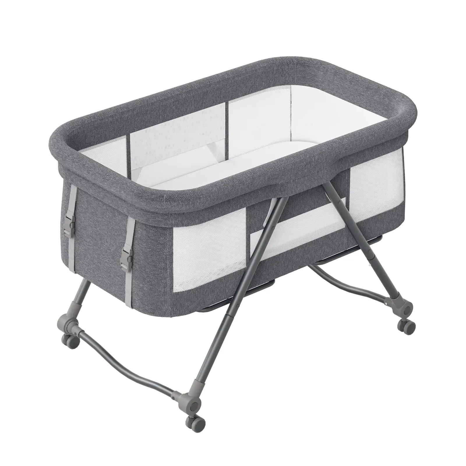 UBRAVOO Lettinoir de voyage Grab-and-go, Berceau pour bébé avec matelas I Roulettes silencieuses, Berceau de chevet pour bébé, Berceau à bascule convertible pour nouveau-né