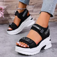 Femmes plate-forme sandales à talons compensés mode d'été nouvelles chaussures confortables pour les femmes léger décontracté Velcro plage sandales Zapatos De Mujer 4