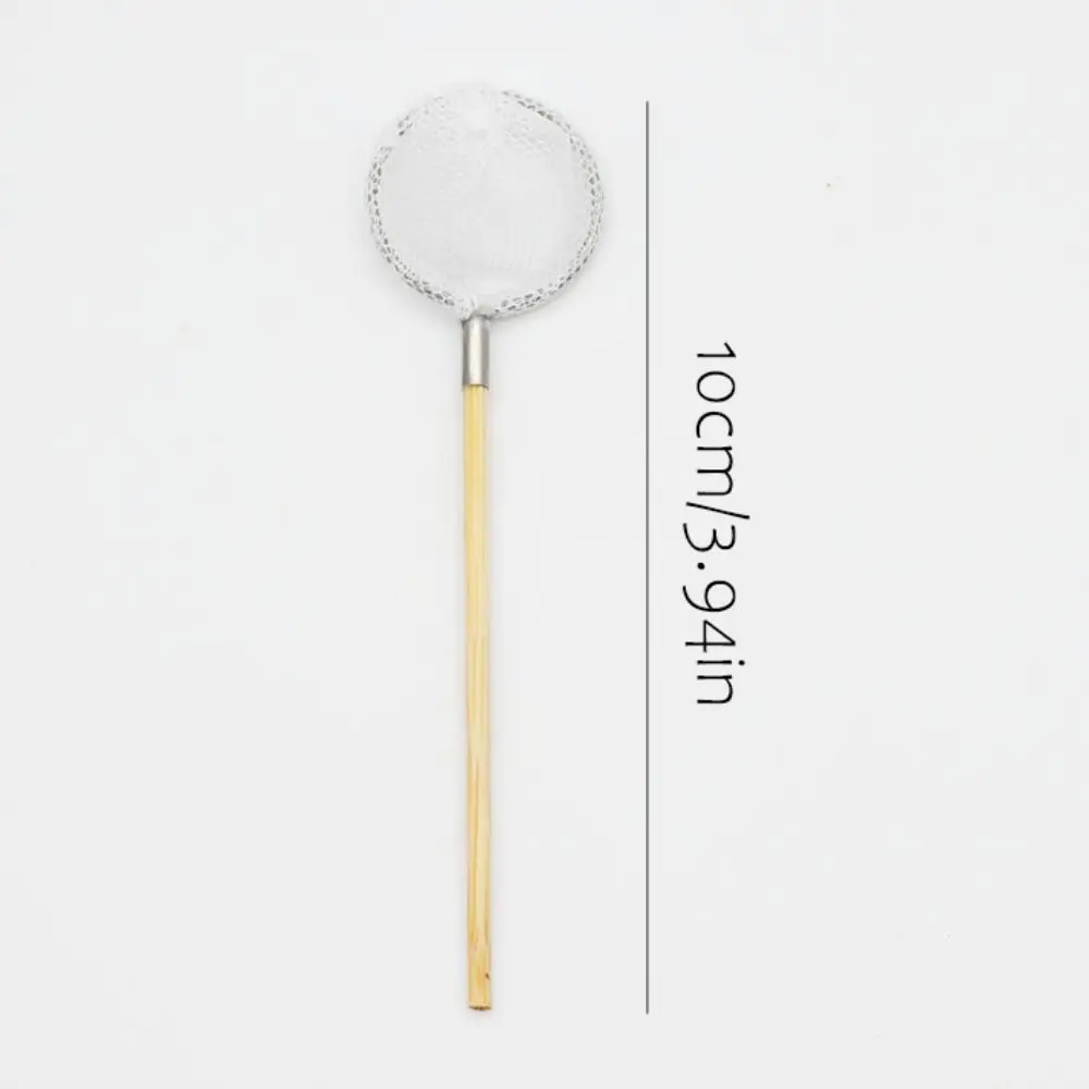 Pretend Play Dollhouse Fishing Net Rod White DIY Mini Fishing Net Pole Triangle Round Miniature Sweep Net /Children/Toddler