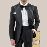 Vintage Black Men Suits Two Piece Fashion Peak Lapel Male Suit Slim Wedding Party Groom Banquet Tuxedo Costume Homme 2025 1