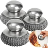 1-10PCS Stainless Steel Pot Brush with Handle Heavy Duty Dishwashing Wire Ball Metal Scrubber for Home Kitchen Cleaning Tool 2