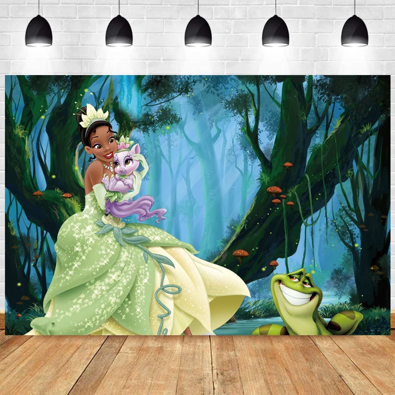 Disney Princess And The Frog Fondale Swamp Tiana Birthday Decorations Baby Shower Party Banner Tessuto Di Sfondo Personalizzato