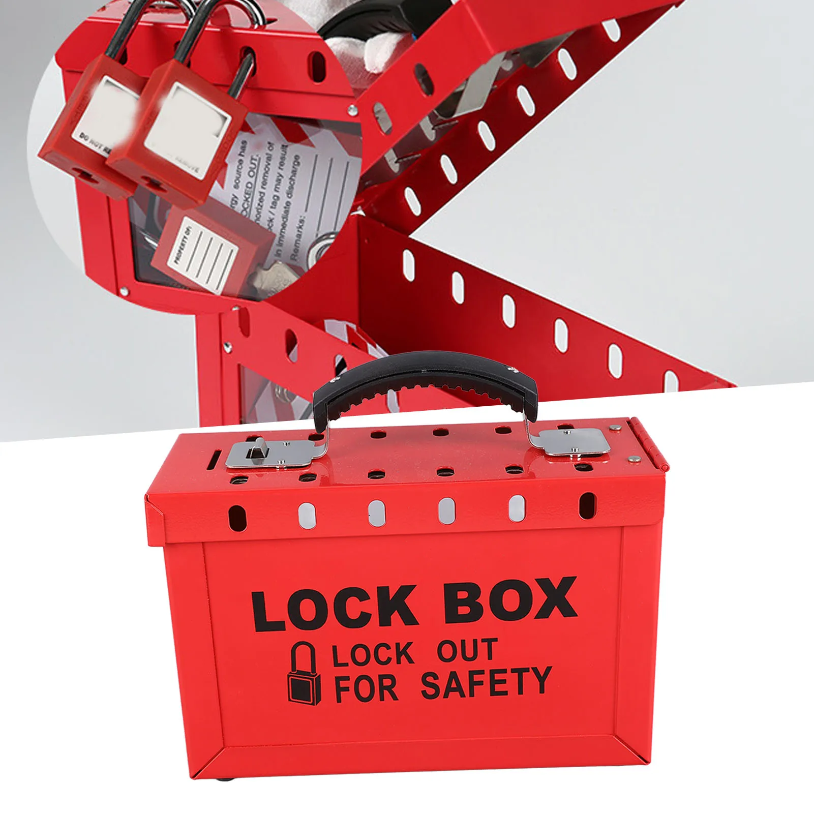 Group lock box portable transparent window safety lockout tagout box for office shopping mall home company group safety lock