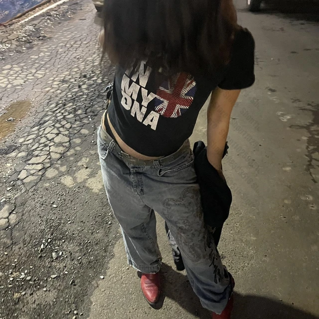 Haut Y2k vêtements femmes femme vêtements années 90 vêtements Vintage bébé t-shirts Y2k hauts Harajuku Goth Kawaii Emo femmes recadrée Kpop gothique 1