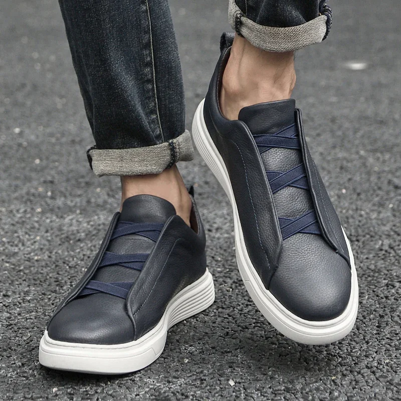 Genuine leather men's casual leather shoes Trendy minimalist versatile style Daily leisure business and office Youth adult shoes