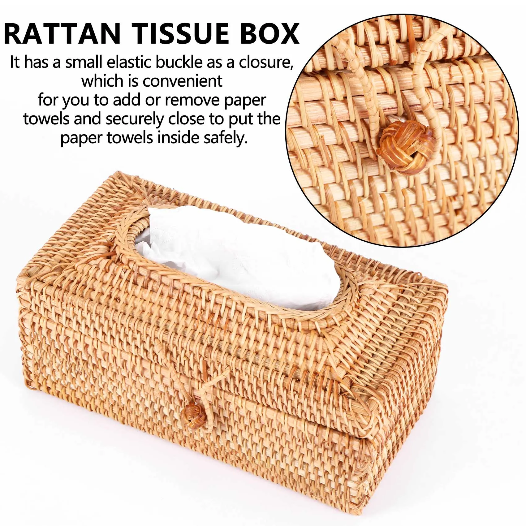 Paper Rack Rattan Tissue Box Elegant Home Decoration Handmade Desktop Tissue Container Napkin Storage Case