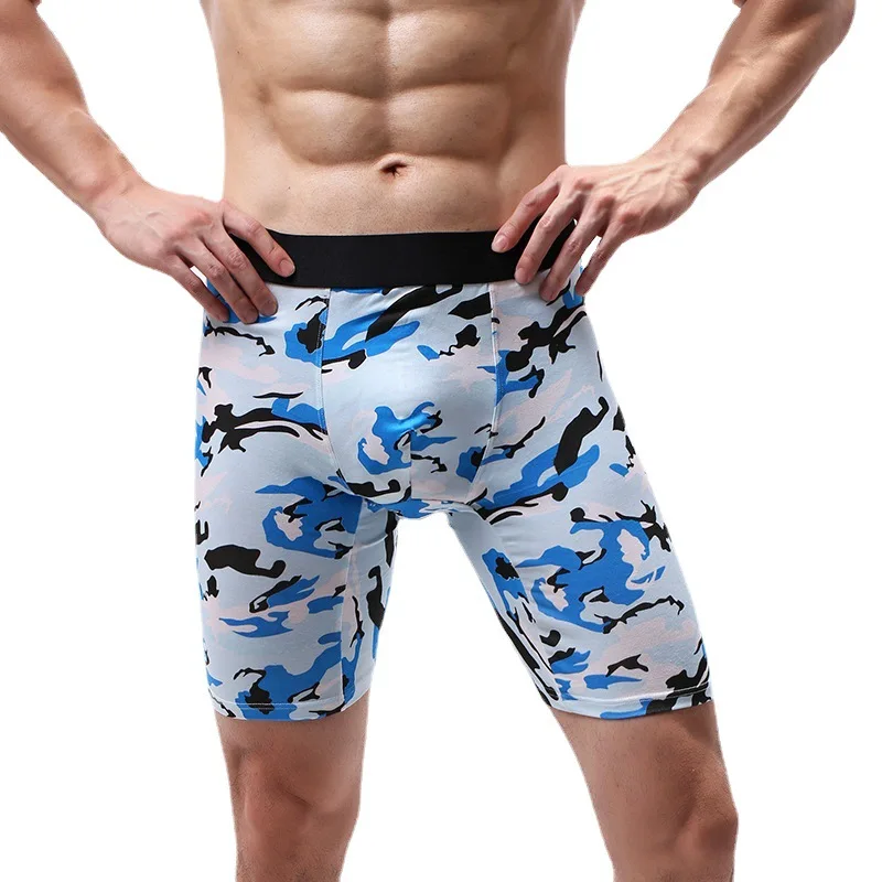 1PCS Long Leg Cotton Sexy Shorts Boxer Men’s Underwear Men's Underwear Men Panties Men Underpants Boxershorts camouflage Natural 5