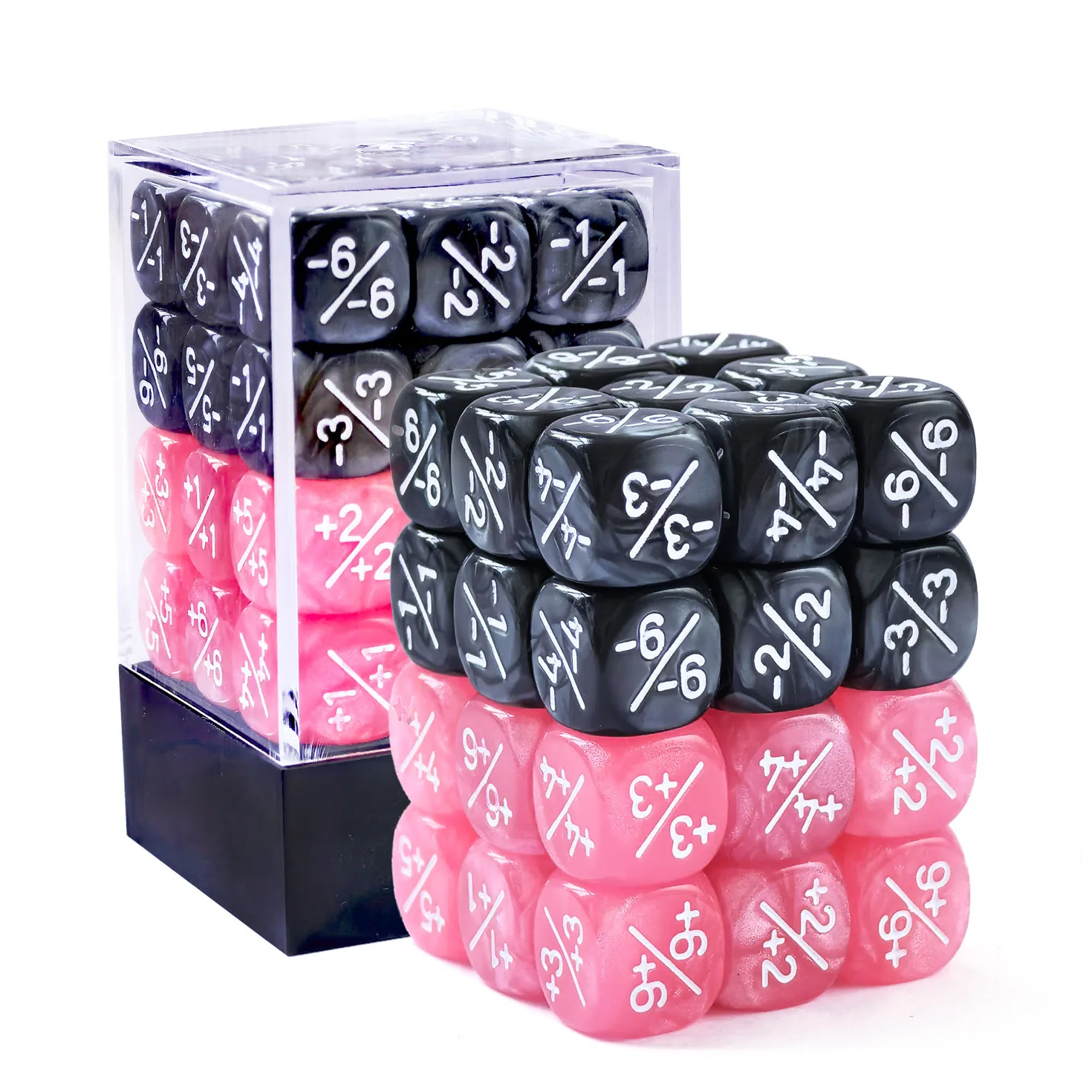 Bescon Colorful 36pcs 12mm Positive and Negative Dice Counters Set, Small Token Dice Loyalty Dice in Brick Box 5