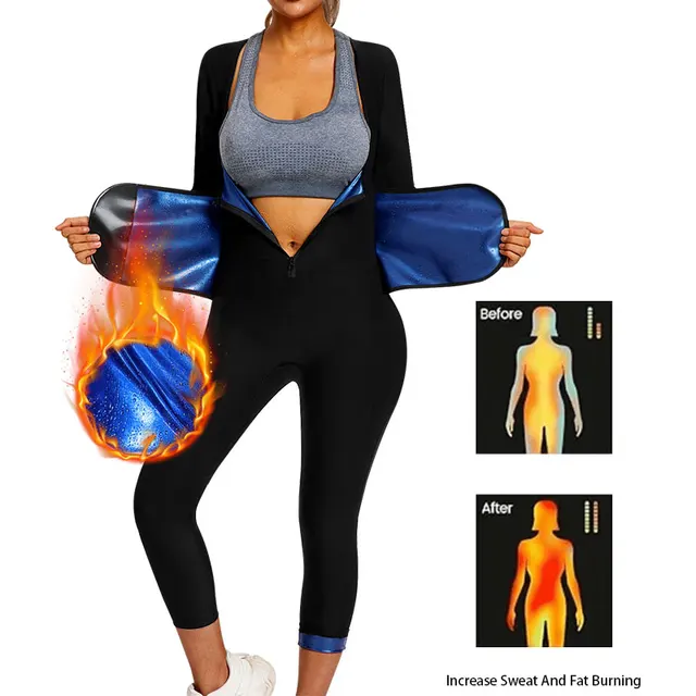 Sauna Jumpsuit For Women Weight Loss Sweat Suit Full Body Top Pants Waist Trainer,Adjustable Belt,Underarm And Crotch Breathable 4