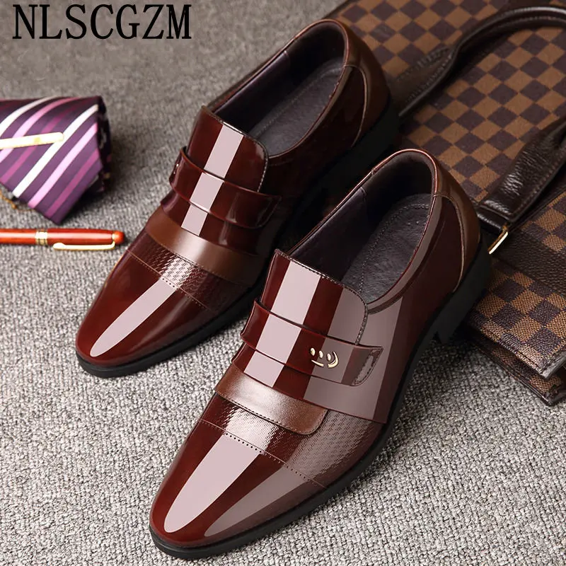 

Туфли мужские из лакированной кожи, итальянские официальные туфли, свадебные Мокасины, без застежки, офисная обувь, 2024