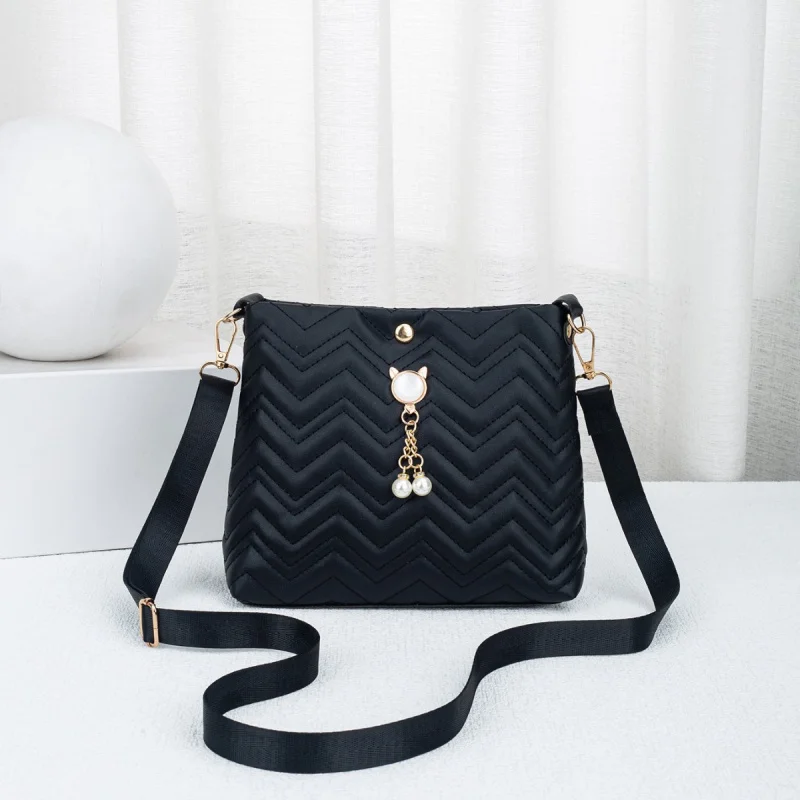 Wave Quilted Bucket Bag Fashion Mini Crossbody Bag Women'S Shoulder Backpack And Wallet Versatile